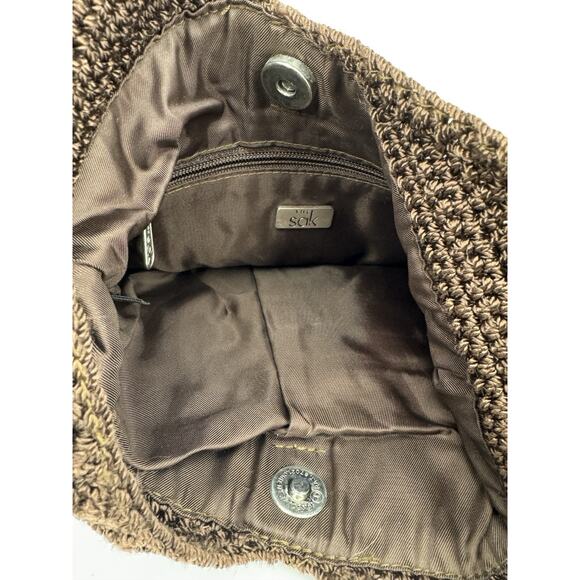 The Sak Brown Crochet Crossbody Hobo Bag Knit Shoulder Purse Boho Y2K Coastal - Picture 7 of 8